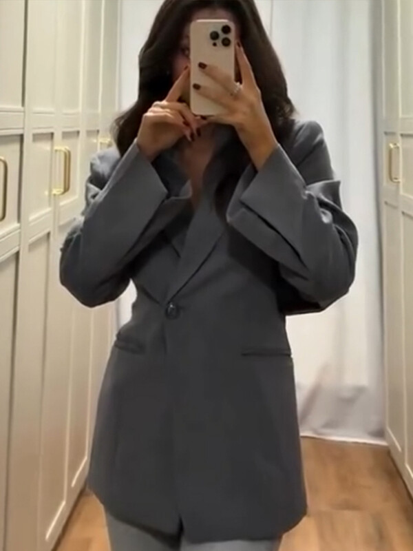 2025 de primăvară birou femei blaze paltoane modă cu mânecă lungă un singur buton jachete subțiri elegante buzunar damă streetwear outwear top