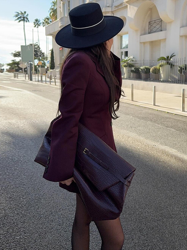 Jachetă elegantă pentru damă, plină, cu umeri subțiri Jachete cu mâneci întregi cu un singur piept 2025 Îmbrăcăminte de exterior pentru dama de birou