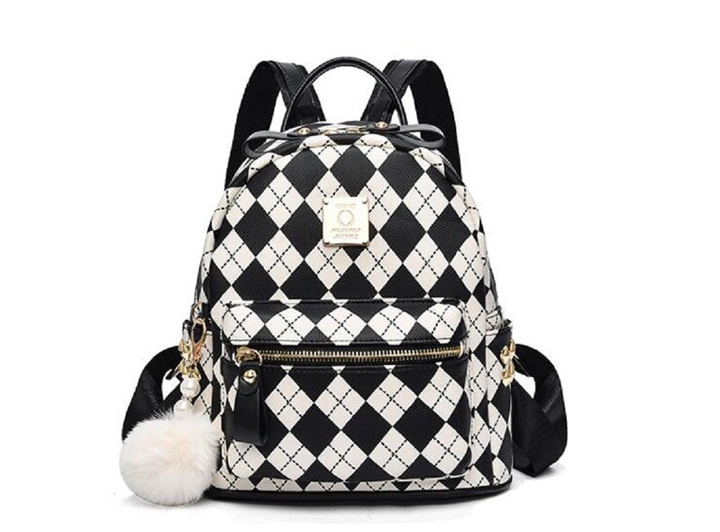 Noua sosire, moda coreeana de lux, rucsac din piele cu zabrele cu diamante, genți de umăr de călătorie de capacitate mare pentru studenți