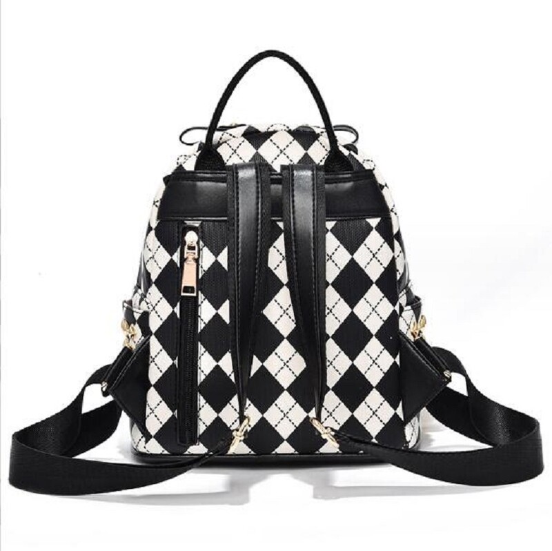 Noua sosire, moda coreeana de lux, rucsac din piele cu zabrele cu diamante, genți de umăr de călătorie de capacitate mare pentru studenți