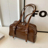 Geantă de mână Boston pentru femei, cu umăr, monocromă, la modă, cu bretele reglabile, la subsuoară, pentru muncă, cumpărături, călătorii