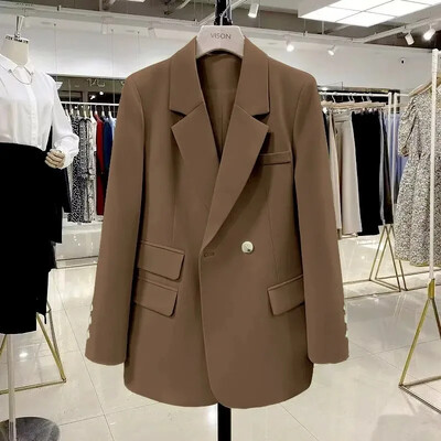 Moda de primăvară Blazer alb supradimensionat pentru femei Coreeană elegantă subțire în stil britanic Jachetă de costum mic pentru femei Tenuta de birou