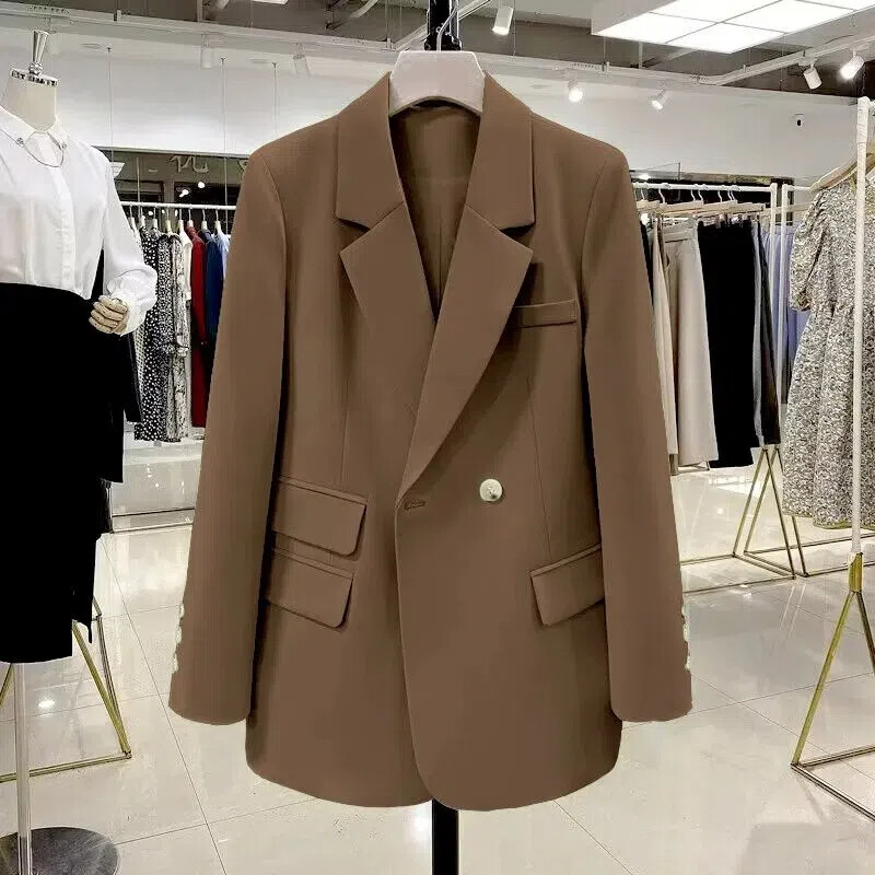 Moda de primăvară Blazer alb supradimensionat pentru femei Coreeană elegantă subțire în stil britanic Jachetă de costum mic pentru femei Tenuta de birou