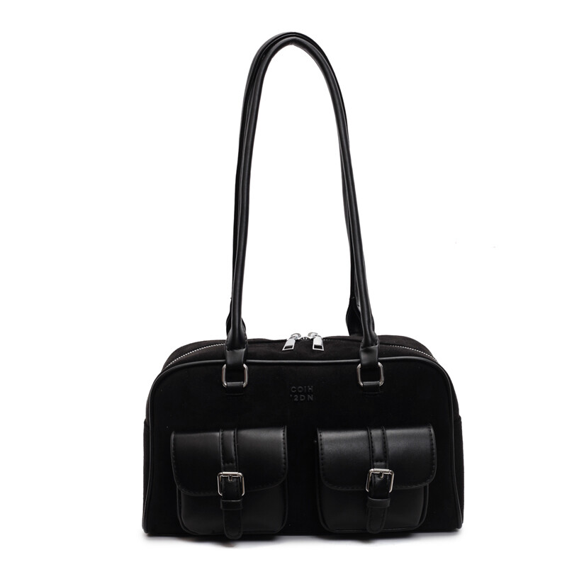 Geantă de umăr vintage pentru femei, din piele PU, geantă casual cu mai multe buzunare.