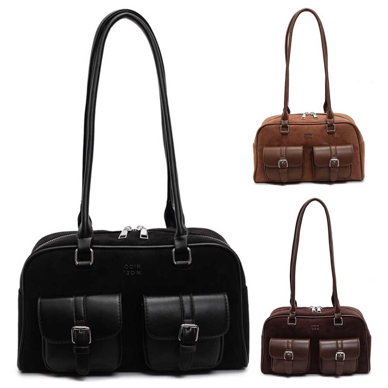 Geantă de umăr vintage pentru femei, din piele PU, geantă casual cu mai multe buzunare.