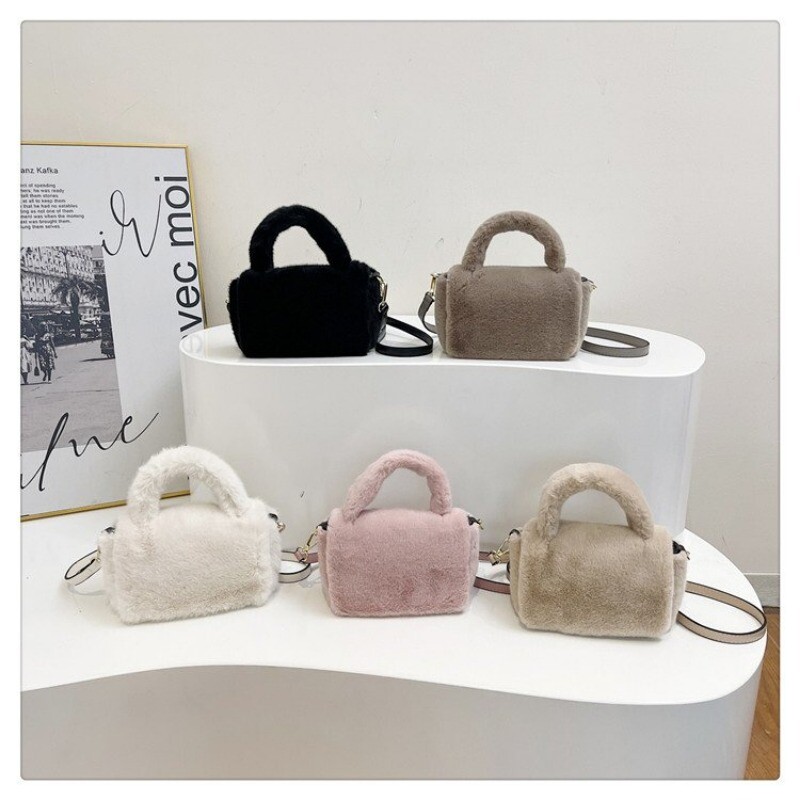 Catifea solidă de înaltă calitate, cu fermoar, la modă, geantă de umăr de iarnă 2025, la modă, geantă de mână, moale, versatilă, populară, de pluș