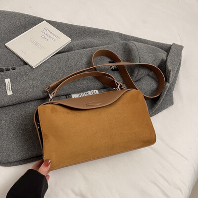 Geantă de mână din piele pentru femei, la modă de designer, toamnă iarnă, geantă mare Boston, moale, mată, din piele intoarsa, geantă versatilă pentru femei.