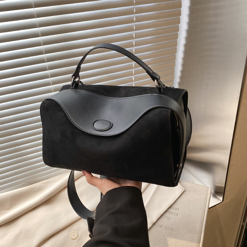 Geantă de mână din piele pentru femei, la modă de designer, toamnă iarnă, geantă mare Boston, moale, mată, din piele intoarsa, geantă versatilă pentru femei.