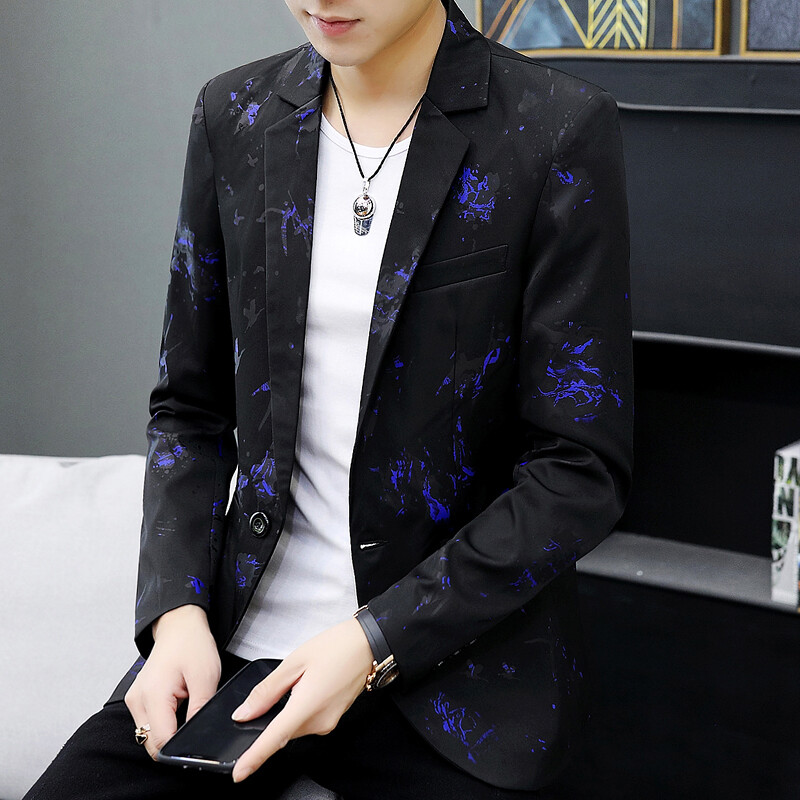 Vīriešu jaka ar baltu apdruku, vienas pogas bleizeri ar V-veida kakla izgriezumu, jaunatnes izskats, stilīgs uzvalks, jaka ar plānu apdruku, liela izmēra S-4XL 5X