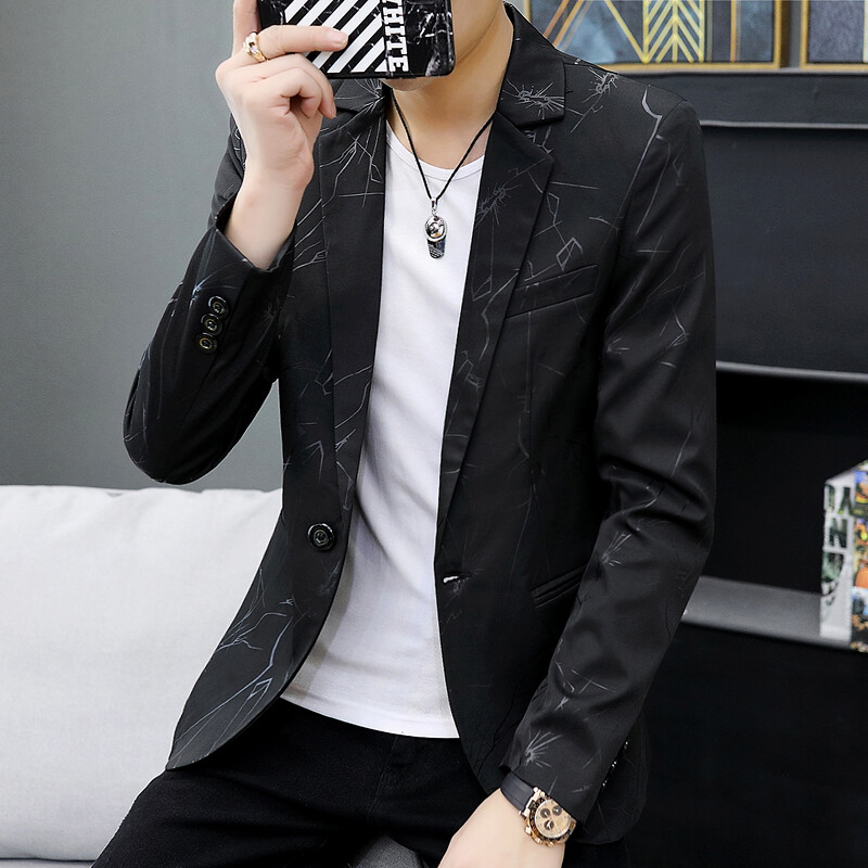 Vīriešu jaka ar baltu apdruku, vienas pogas bleizeri ar V-veida kakla izgriezumu, jaunatnes izskats, stilīgs uzvalks, jaka ar plānu apdruku, liela izmēra S-4XL 5X