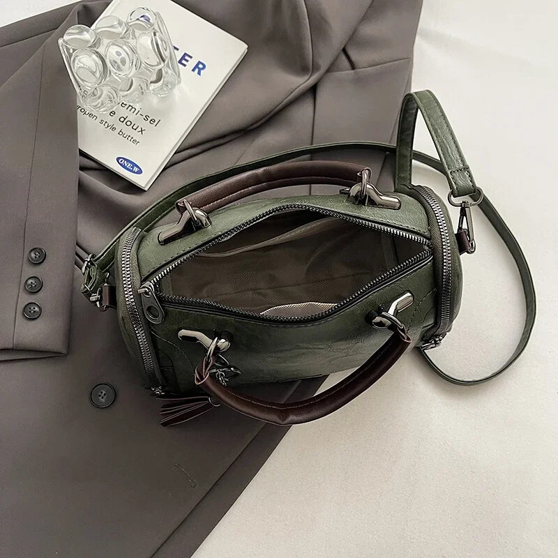 Jauna moderna Bostonas spilvenu soma, moderna liela ietilpības rokassoma, plecu soma, mīkstas ādas vienkārša krusteniska soma panku rokassomiņa