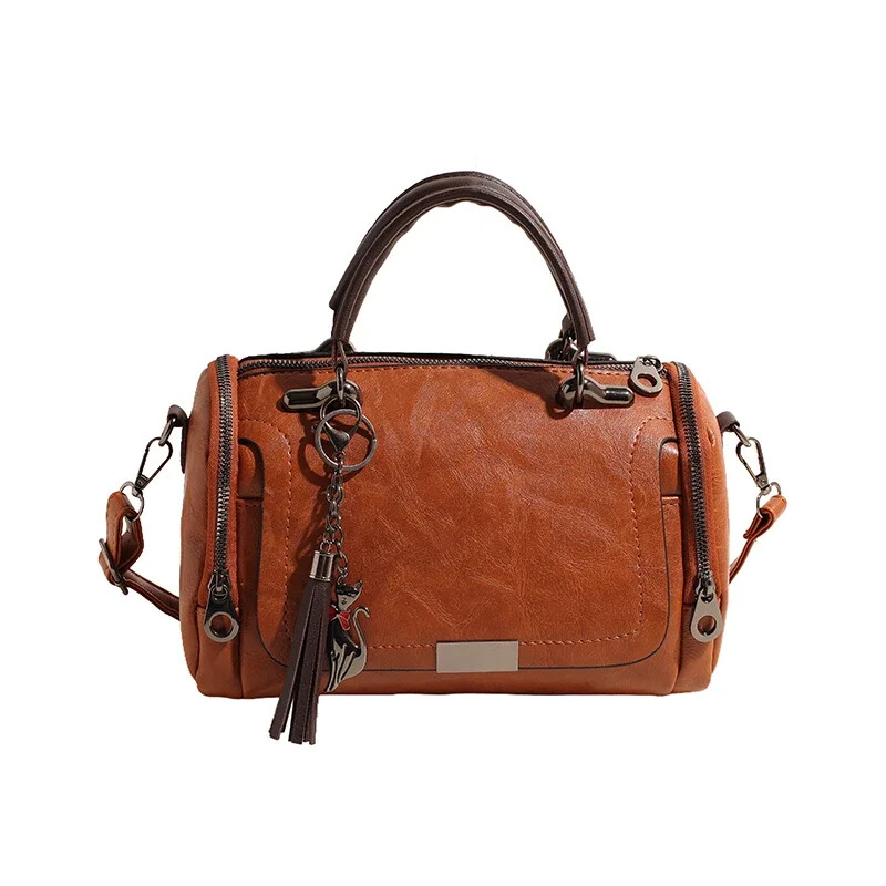 Jauna moderna Bostonas spilvenu soma, moderna liela ietilpības rokassoma, plecu soma, mīkstas ādas vienkārša krusteniska soma panku rokassomiņa