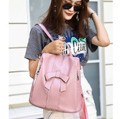 Нова дамска мода Сладка кожена раница за пътуване с панделка Голям капацитет против кражба чанти през рамо Дамски ежедневни ученически чанти