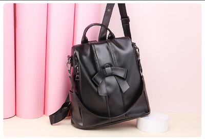 Нова дамска мода Сладка кожена раница за пътуване с панделка Голям капацитет против кражба чанти през рамо Дамски ежедневни ученически чанти