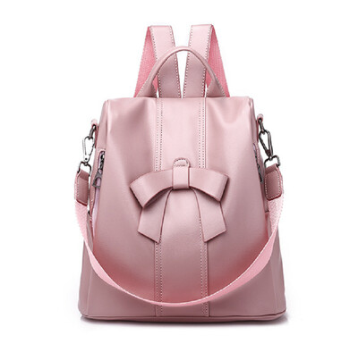 Нова дамска мода Сладка кожена раница за пътуване с панделка Голям капацитет против кражба чанти през рамо Дамски ежедневни ученически чанти
