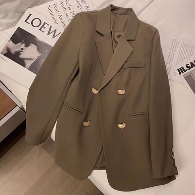 Novi ženski kaputi Blazer Jakne Proljetna moda Dugi rukavi Britanski stil Ležerna uredska jakna na dvostruko kopčanje Ženska jakna