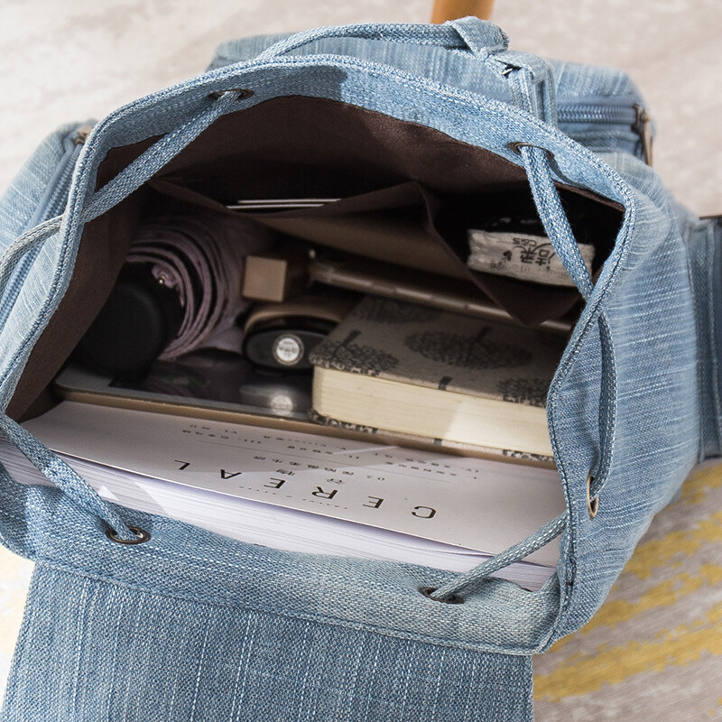 Rucsac mic de blugi pentru fete adolescente New College Fashion Geanta de umar de voiaj Rucsaci pentru femei Genti de scoala Mochila rucsac albastru