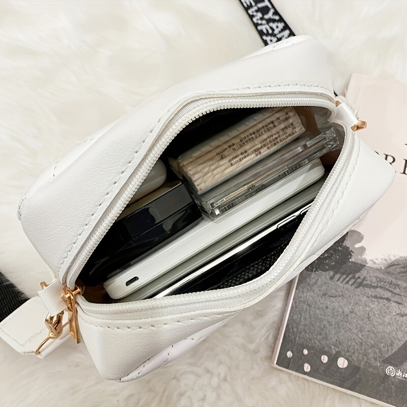 163A Geantă de umăr cu model geometric, geantă casual cu fermoar, geantă pentru cameră, geantă cu ruj, geantă pătrată (6,69 * 2,36 * 4,72) inci