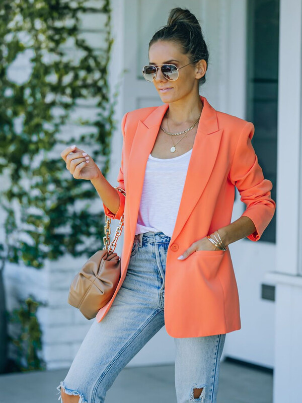 Blazer pentru femei Coreea Ocazional Imbracaminte exterioara de lucru, solid, la un singur piept, de baza, cu totul asortat, simplu, la moda, haina noua eleganta 2022