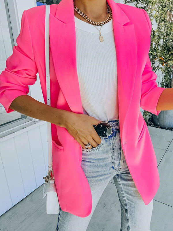 Blazer pentru femei Coreea Ocazional Imbracaminte exterioara de lucru, solid, la un singur piept, de baza, cu totul asortat, simplu, la moda, haina noua eleganta 2022