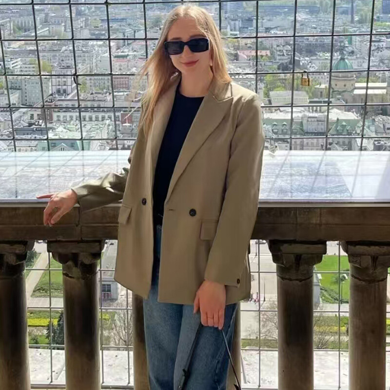 TRAF sako ženski crni bež kaki plavozeleni sivi Ženski kaput Modna uredska odjeća Ženski sakoi Jakna Gornja odjeća 2024.