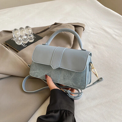 Geantă de umăr din piele PU pentru femei Geantă de mână - Genți crossbody de modă Geanta de subraț vintage Satchel pătrat (negru)