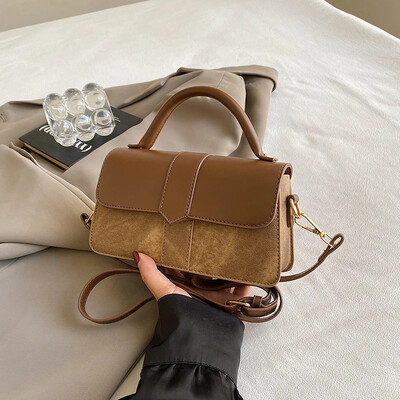 Geantă de umăr din piele PU pentru femei Geantă de mână - Genți crossbody de modă Geanta de subraț vintage Satchel pătrat (negru)