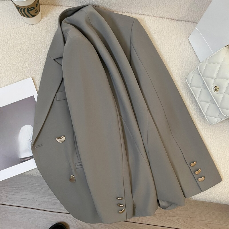 Sacouri franțuzești de birou pentru femei cu mânecă lungă, toamnă iarnă, ocazional solid, blazer cu crestătură șic, jachete de damă, haine