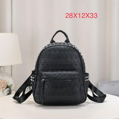 Jauna mugursoma Street Trend Halovīni galvaskauss galvas kniede mīksta āda brīvais laiks modes niša dizains rokas somas piepilsētas mugursomas