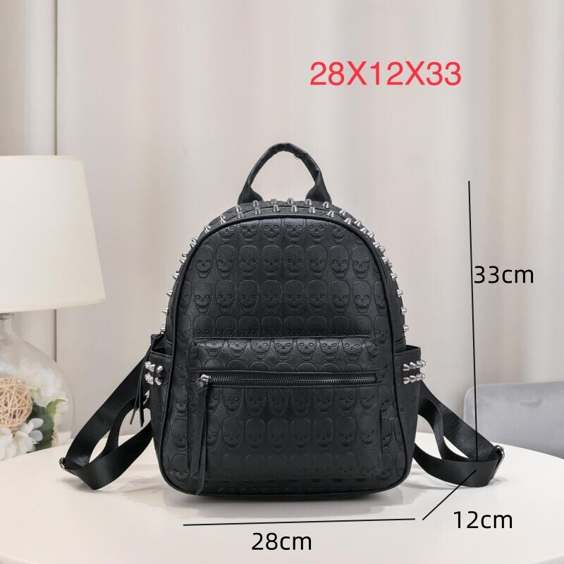 Jauna mugursoma Street Trend Halovīni galvaskauss galvas kniede mīksta āda brīvais laiks modes niša dizains rokas somas piepilsētas mugursomas