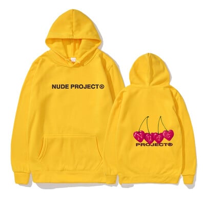 2024 m. Autunm Nude Project Spausdintas vyriškas gobtuvas Gamintojas Hoody Y2K Drabužiai Vintažinė mada Nauji atsitiktiniai unisex megztiniai ilgomis rankovėmis