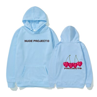 2024 m. Autunm Nude Project Spausdintas vyriškas gobtuvas Gamintojas Hoody Y2K Drabužiai Vintažinė mada Nauji atsitiktiniai unisex megztiniai ilgomis rankovėmis