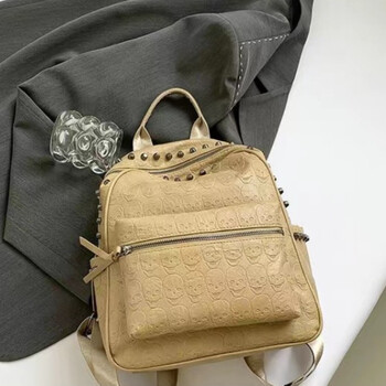 Ιαπωνικά ανδρικά Punk Rivet Vintage Casual Backpack All Match Y2k Αισθητική Γυναικείες τσάντες Μαθητικές Μαλακές δερμάτινες σακίδια μοντέρνα