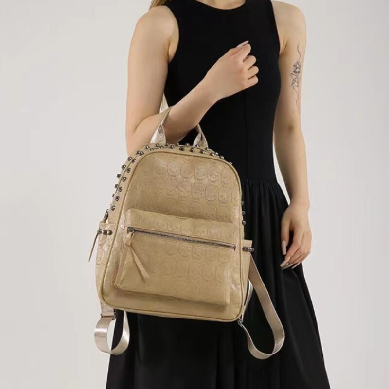 Japāņu vīriešu Punk Rivet Vintage ikdienas mugursoma All Match Y2k Estētiskā sieviešu skolas somas studentiem mīkstas ādas mugursomas modernas