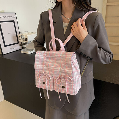 Rucsacuri clasice din piele PU pentru femei Rucsacuri cu șnur în stil preppy Rucsac pentru studenți, retro, solid, mochile estetice japoneze