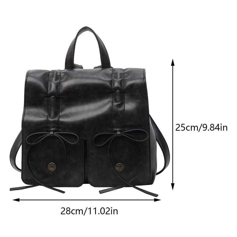 Rucsacuri clasice din piele PU pentru femei Rucsacuri cu șnur în stil preppy Rucsac pentru studenți, retro, solid, mochile estetice japoneze