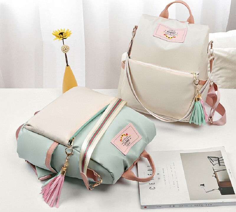 Проста раница с голям капацитет Ученическа ученическа чанта Преносим джобен дизайн Многофункционално отделение Раница за пътуване на открито