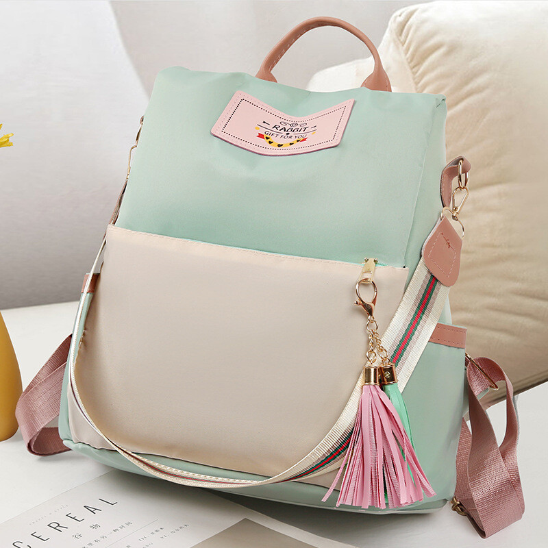 Проста раница с голям капацитет Ученическа ученическа чанта Преносим джобен дизайн Многофункционално отделение Раница за пътуване на открито