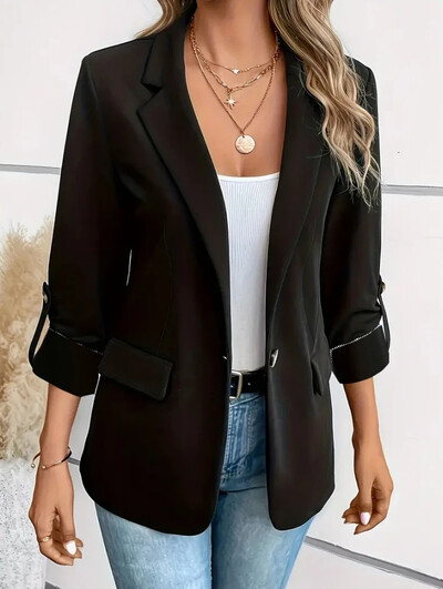 Damă S-2XL Dimensiune Commuter Nou stil Manecă lungă Cardigan Moda Costum Mic Elegant Culoare Solidă Ocazional Costum Femei Topuri