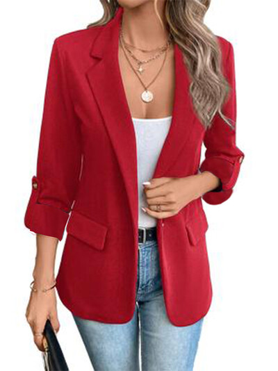 Damă S-2XL Dimensiune Commuter Nou stil Manecă lungă Cardigan Moda Costum Mic Elegant Culoare Solidă Ocazional Costum Femei Topuri