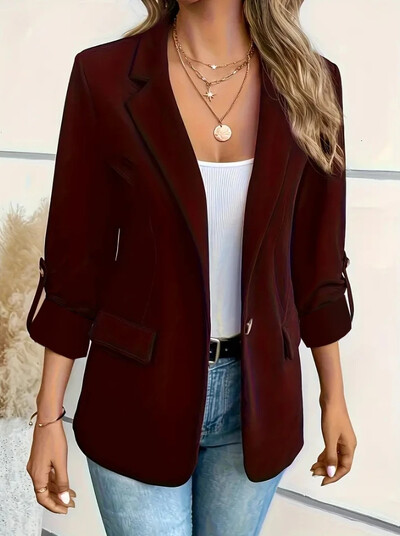 Damă S-2XL Dimensiune Commuter Nou stil Manecă lungă Cardigan Moda Costum Mic Elegant Culoare Solidă Ocazional Costum Femei Topuri