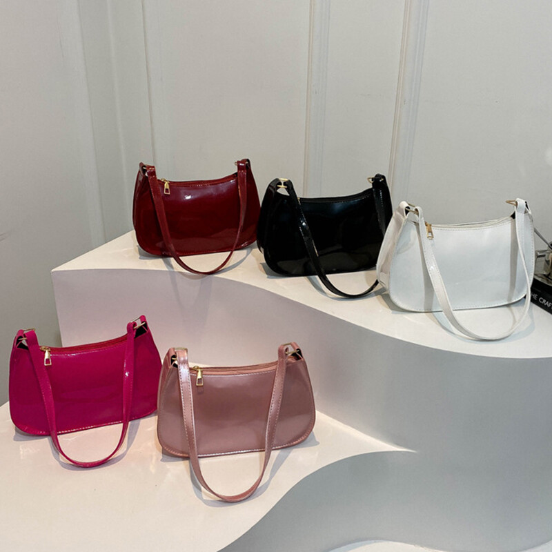 Geantă retro de culoare solidă din piele PU, cu umăr la subrat