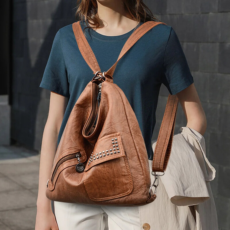 Rucsacuri din piele moale pentru femei Poșete de mare capacitate pentru femei Genți de umăr pentru femei Vintage 2024 Genți de călătorie școlare pentru adolescente