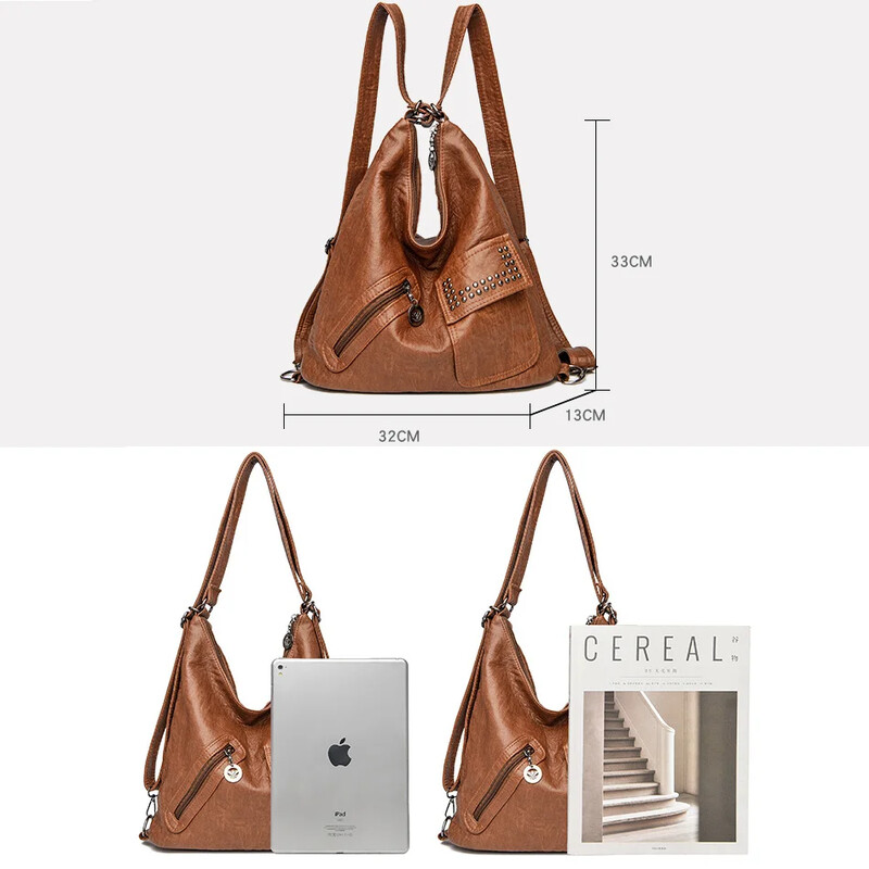 Rucsacuri din piele moale pentru femei Poșete de mare capacitate pentru femei Genți de umăr pentru femei Vintage 2024 Genți de călătorie școlare pentru adolescente