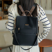 Geantă de școală nouă, antifurt, rucsac pentru femei, geantă de umăr de mare capacitate, versiunea pentru femei, la modă, genți din piele moale din nailon, simple