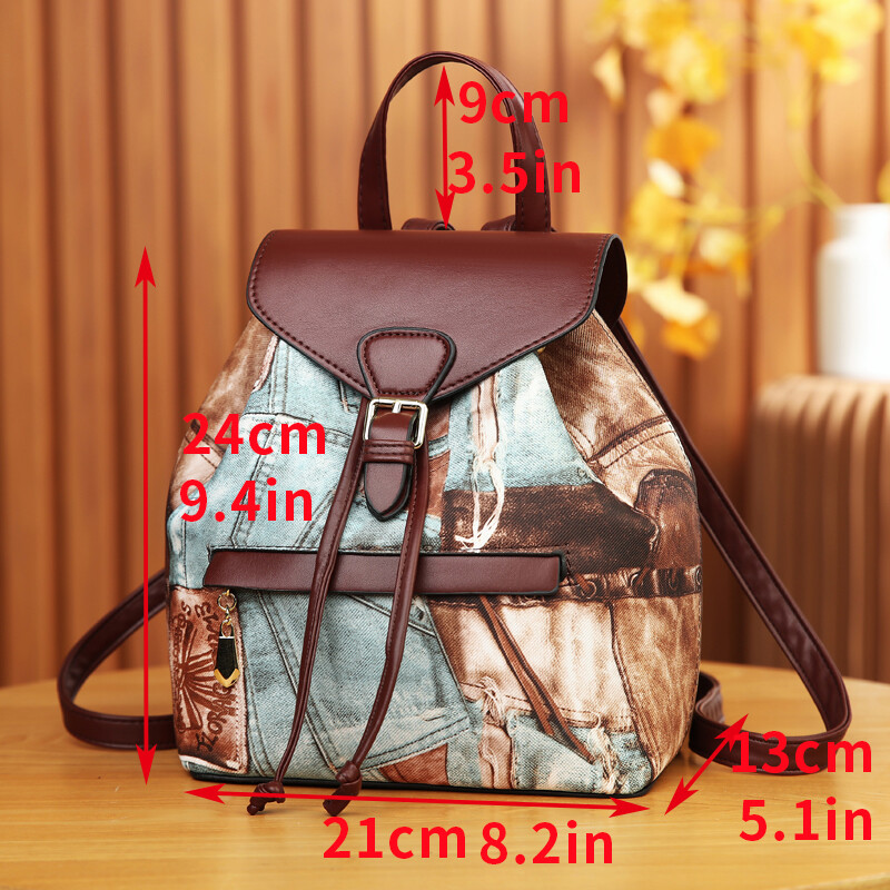 Rucsac de mare capacitate din piele PU, geantă durabilă de zi cu zi cu buzunare multiple și curele confortabile-Organizator perfect pentru scrisori