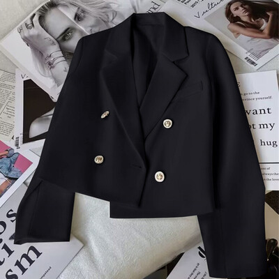 Blazere scurte de modă pentru femei Costume elegante pentru femei Jachetă Topuri Casual Solid cu mânecă lungă Blazer pentru dama de birou Primăvara toamnă
