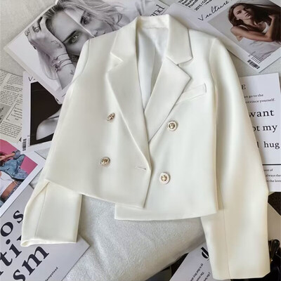 Blazere scurte de modă pentru femei Costume elegante pentru femei Jachetă Topuri Casual Solid cu mânecă lungă Blazer pentru dama de birou Primăvara toamnă