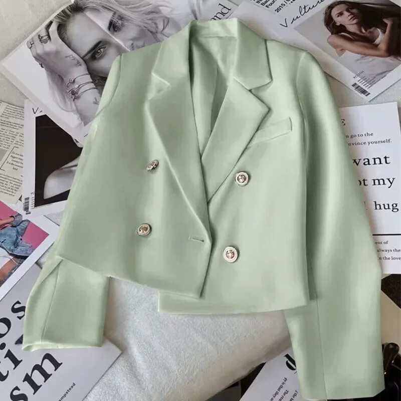 Blazere scurte de modă pentru femei Costume elegante pentru femei Jachetă Topuri Casual Solid cu mânecă lungă Blazer pentru dama de birou Primăvara toamnă