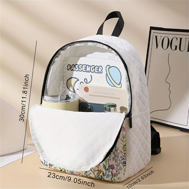 1 buc, rucsac imprimat cu model de flori, rucsac mic casual cusut cu diamante, rucsac casual pentru exterior